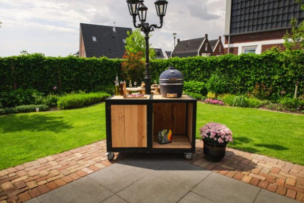 Big green egg outdoor kitchen hout