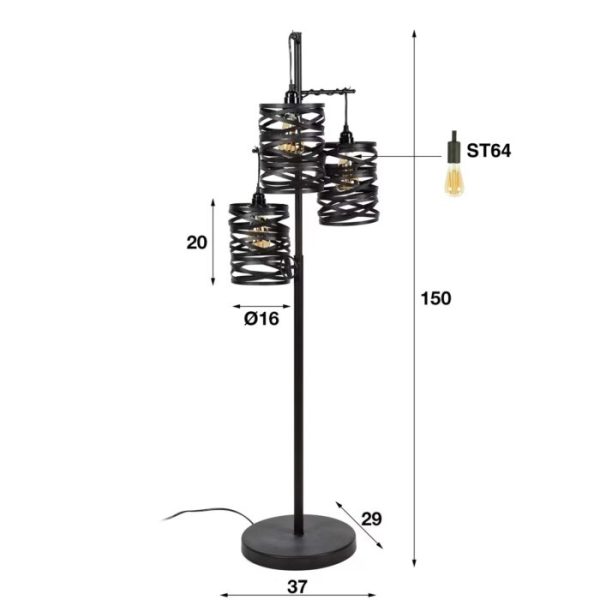 “Kristina” – 3 lampse vloerlamp - Afbeelding 4