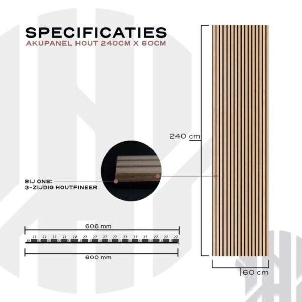 AkuPanel Zwart Eiken-Hout | 270cm x 60cm | 3-zijdig écht houtfineer - Afbeelding 10